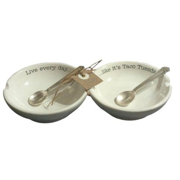 Mud Pie Double Salsa Server Set (Taco Tuesday) NWT - Picture 1 of 6